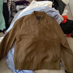 Brown suede bomber jacket